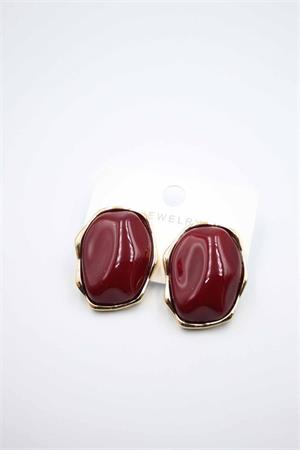 Taşlı Küpe - Bordo