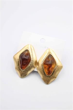 Taşlı Küpe - Kahverengi