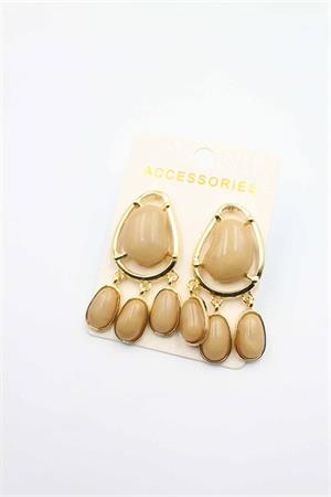 Taşlı Küpe - Kahverengi