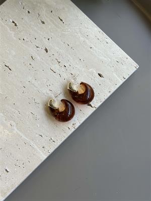 Taşlı Küpe - Kahverengi