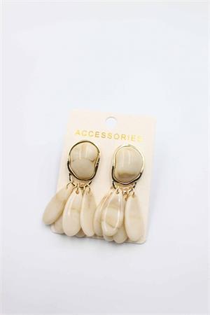 Taşlı Küpe - Krem