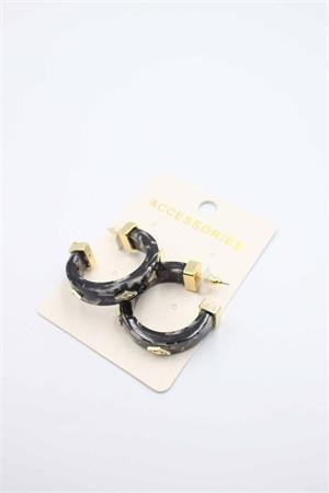 Taşlı Küpe - Siyah