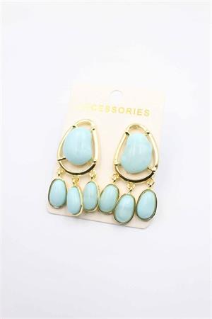 Taşlı Küpe - Turkuaz