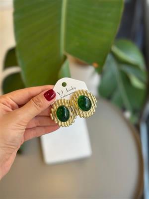 Taşlı Küpe - Yeşil