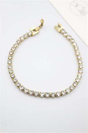 Taşlı Su Yolu Çelik Bileklik - Altın