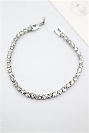 Taşlı Su Yolu Çelik Bileklik - Gümüş