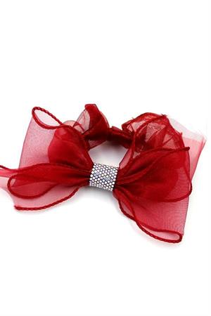 Taşlı Tül Lastik Toka - Bordo