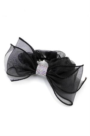 Taşlı Tül Lastik Toka - Siyah