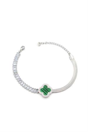 Taşlı VC Yonca Bileklik - Yeşil