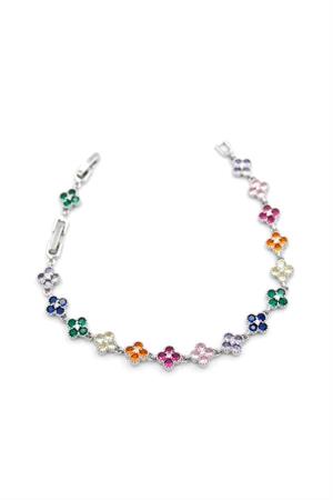 Taşlı Vc Yonca Bileklik - Gümüş