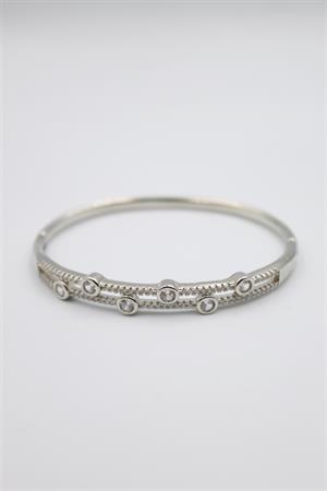 Taşlı Vip Bilezik - Gümüş