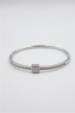 Taşlı Vip Bilezik - Gümüş
