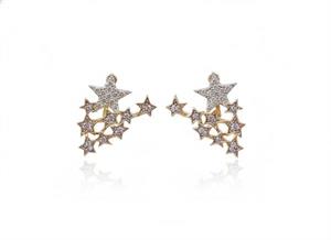 Taşlı Yıldız Küpe - Altın