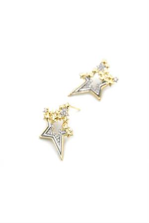 Taşlı Yıldız Küpe - Altın