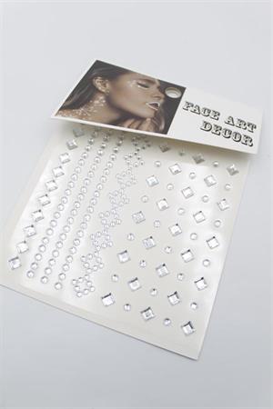 Taşlı Yüz ve Saç Sticker - Beyaz