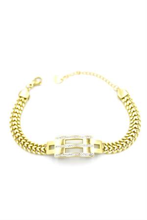 Taşlı Zincir Bileklik - Altın