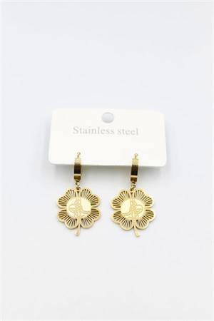 Tuğra Yonca Küpe - Altın