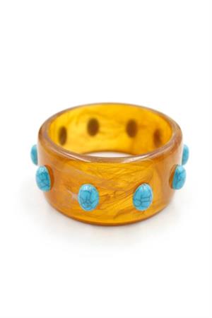 Turkuaz Taşlı Bilezik - Kahverengi