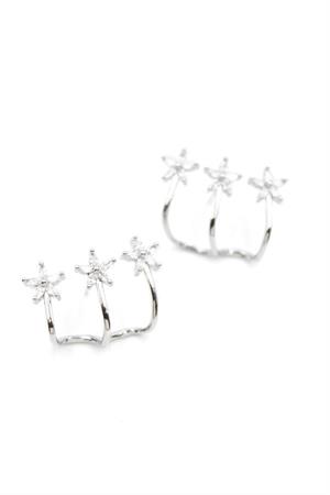 Üçlü Çiçek Küpe - Gümüş