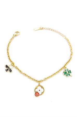 Zincirli VC Yonca Bileklik - Altın