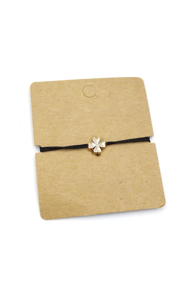 12'li Paket Yonca İp Bileklik - Siyah