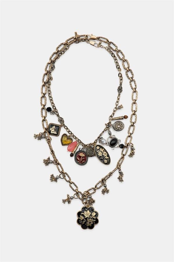 2'li Uçlu Kolye Kolye - Altın