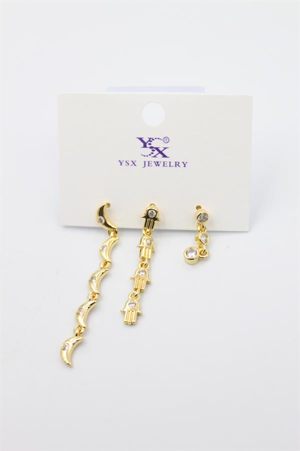 3'lü Ay Küpe - Altın