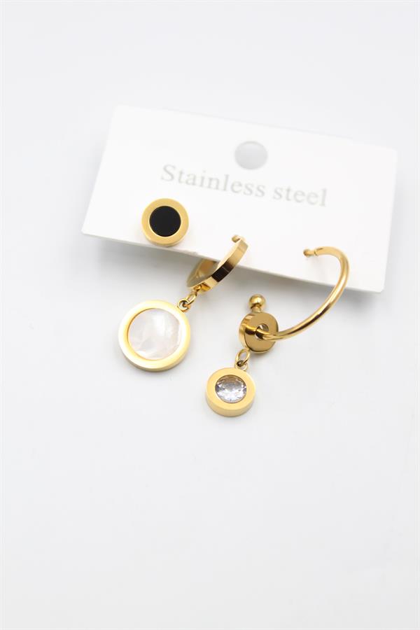 3'lü Blg Küpe - Altın