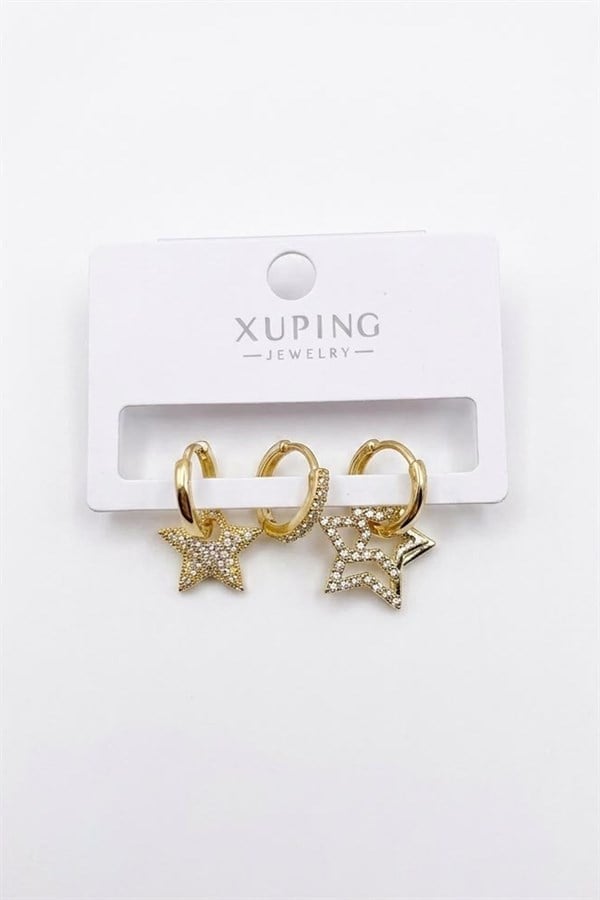 3'lü Xuping Küpe - Altın