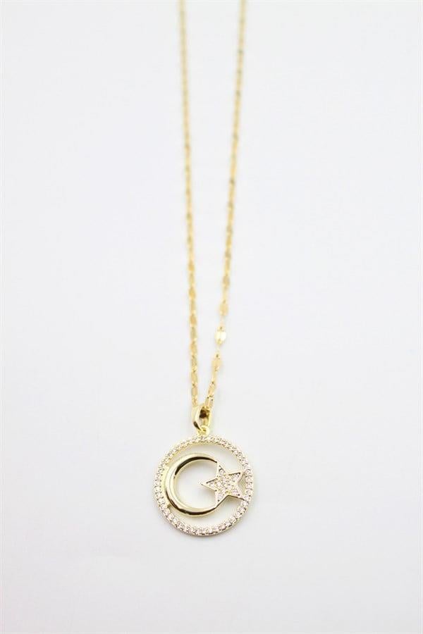 Ay Yıldız Kolye - Altın