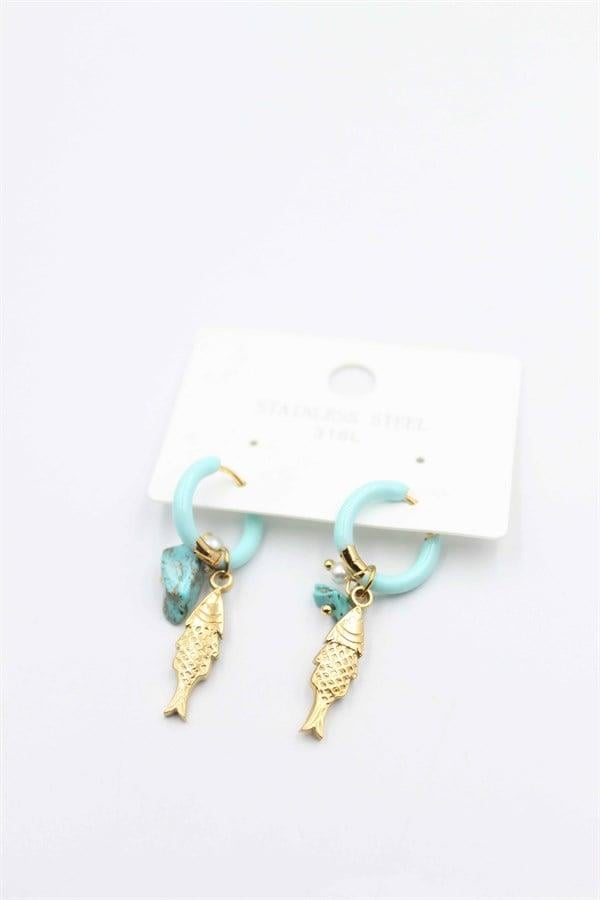 Balık Küpe - Turkuaz