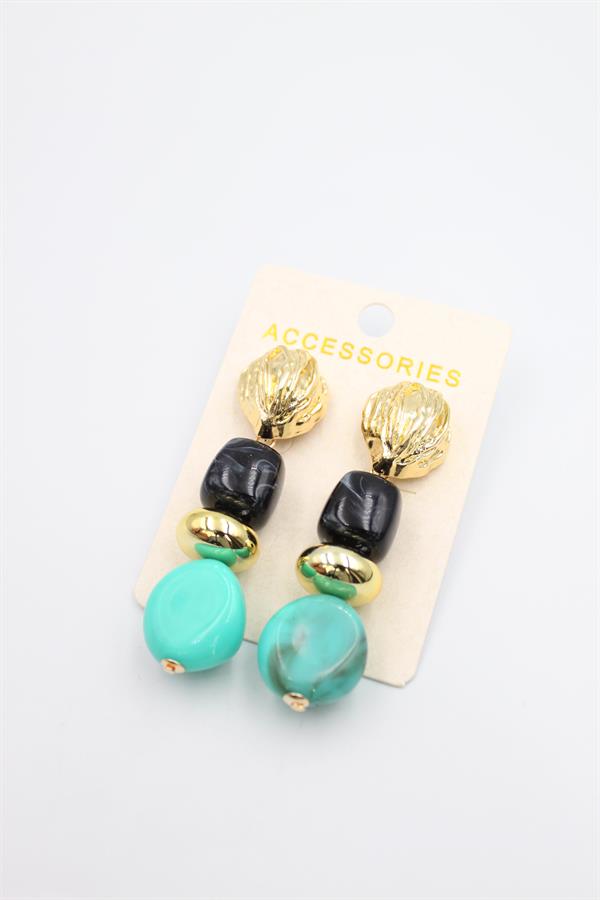 Boncuklu Küpe - Siyah