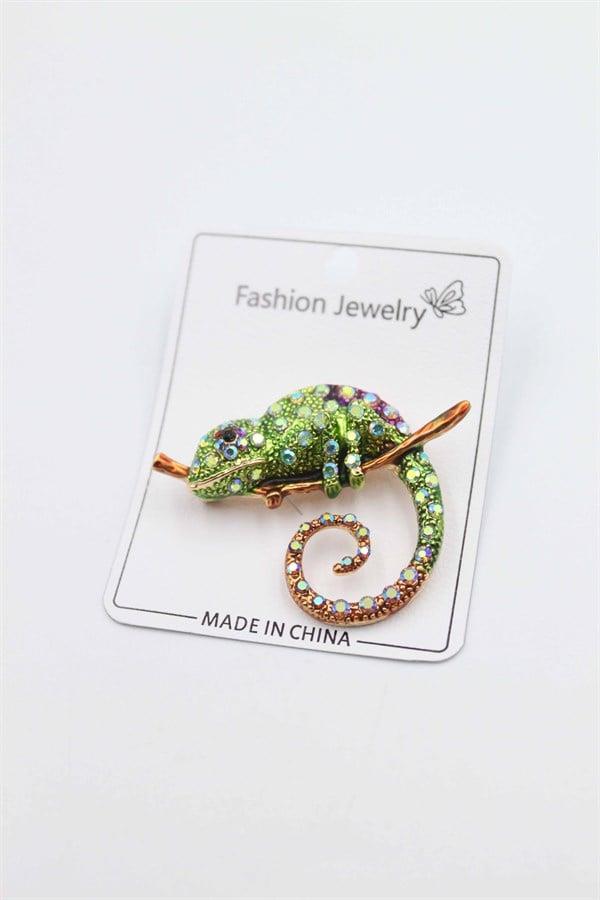 Bukalemun Broş - Yeşil