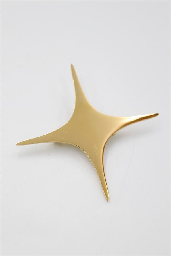 Çelik Yıldız Broş - Altın