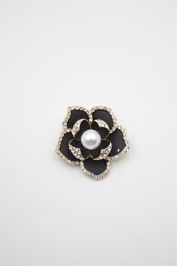 Çiçek Broş - Siyah