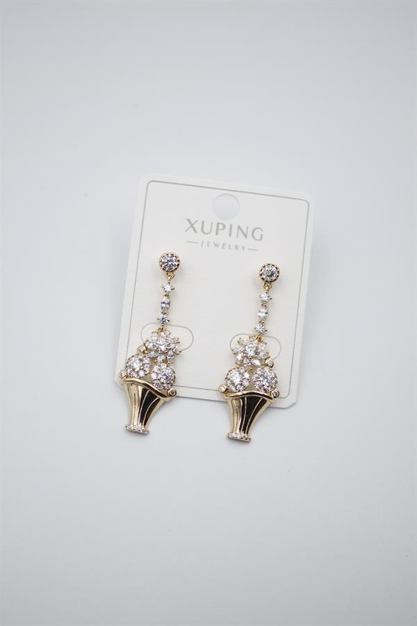 Çiçek Buketi Küpe - Altın