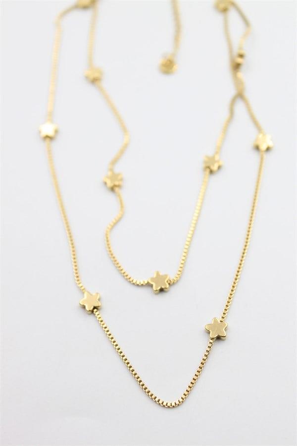 Çiçek Kolye-60 cm - Altın