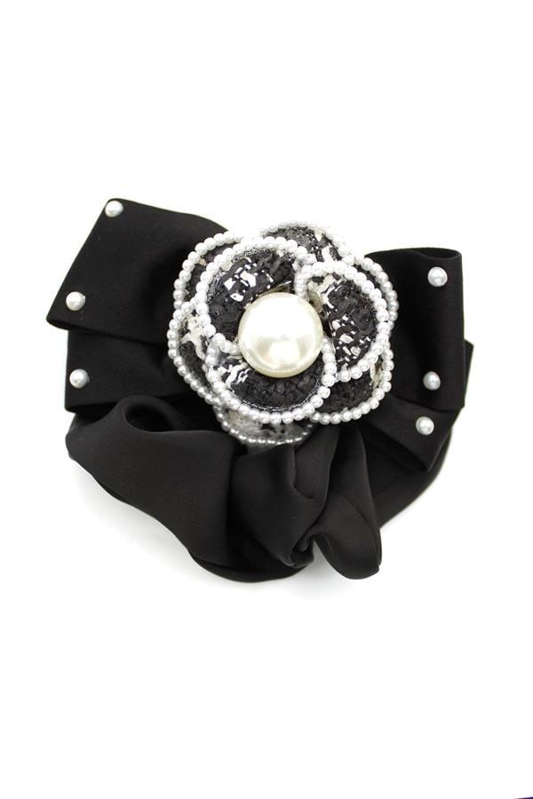 Çiçek Lastik Toka - Siyah