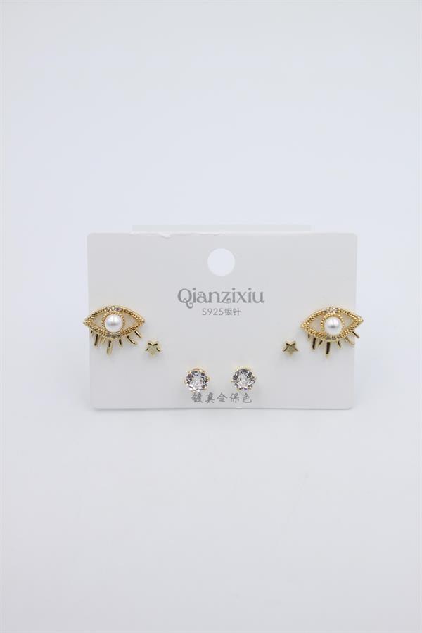 Çoklu Set Küpe - Altın