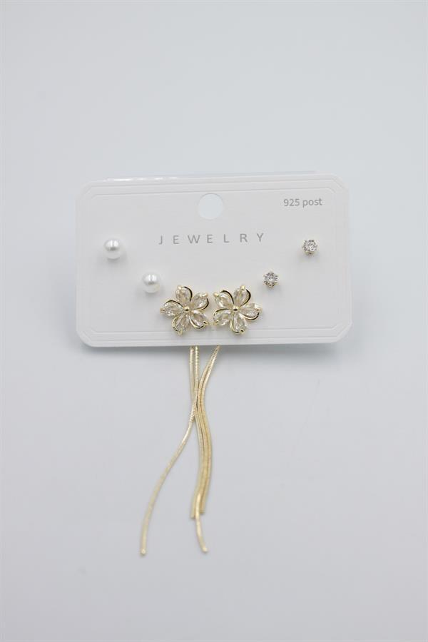 Çoklu Set Küpe - Altın