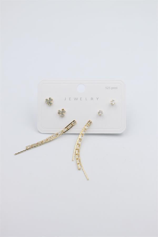 Çoklu Set Küpe - Altın