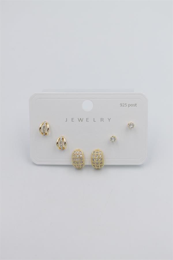 Çoklu Set Küpe - Altın