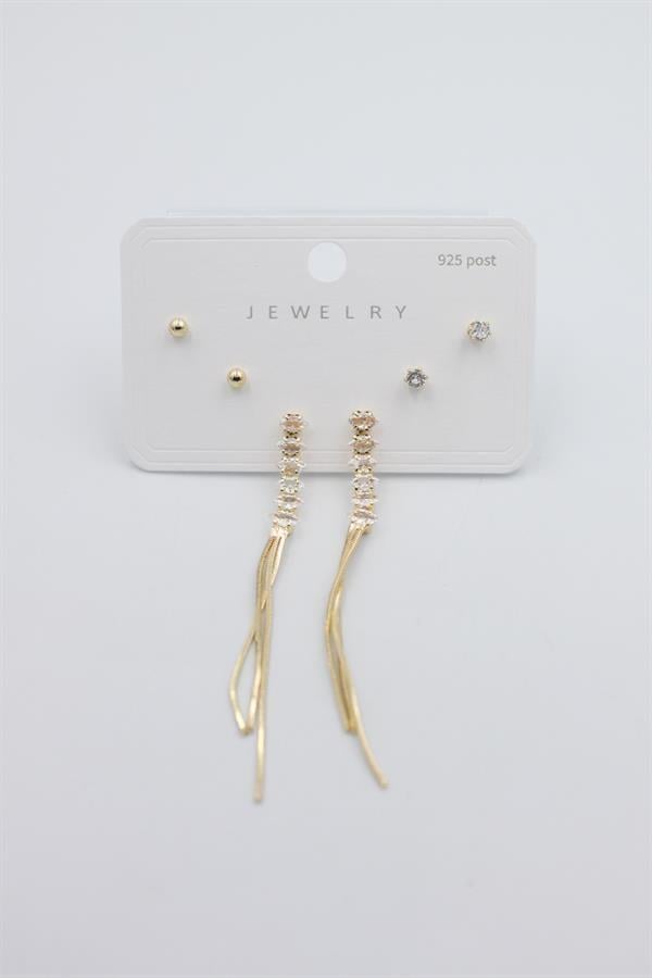 Çoklu Set Küpe - Altın