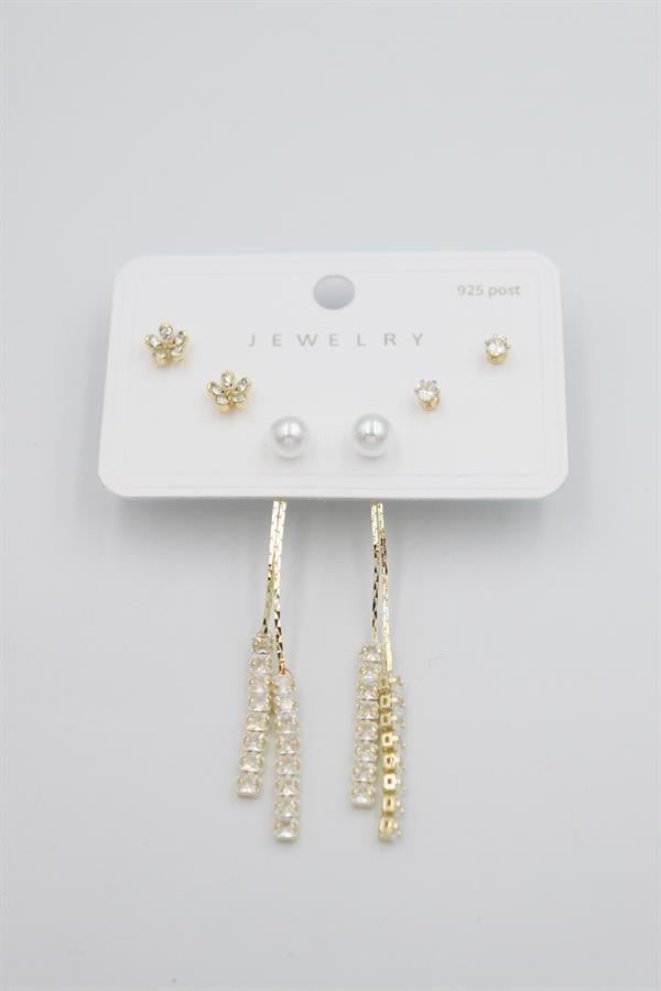 Çoklu Set Küpe - Altın