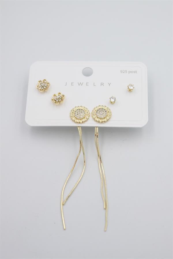 Çoklu Set Küpe - Altın