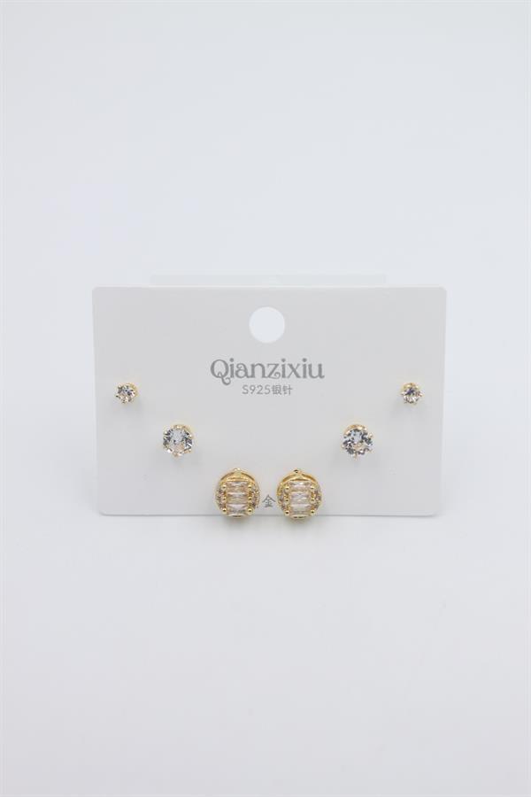 Çoklu Set Küpe - Altın