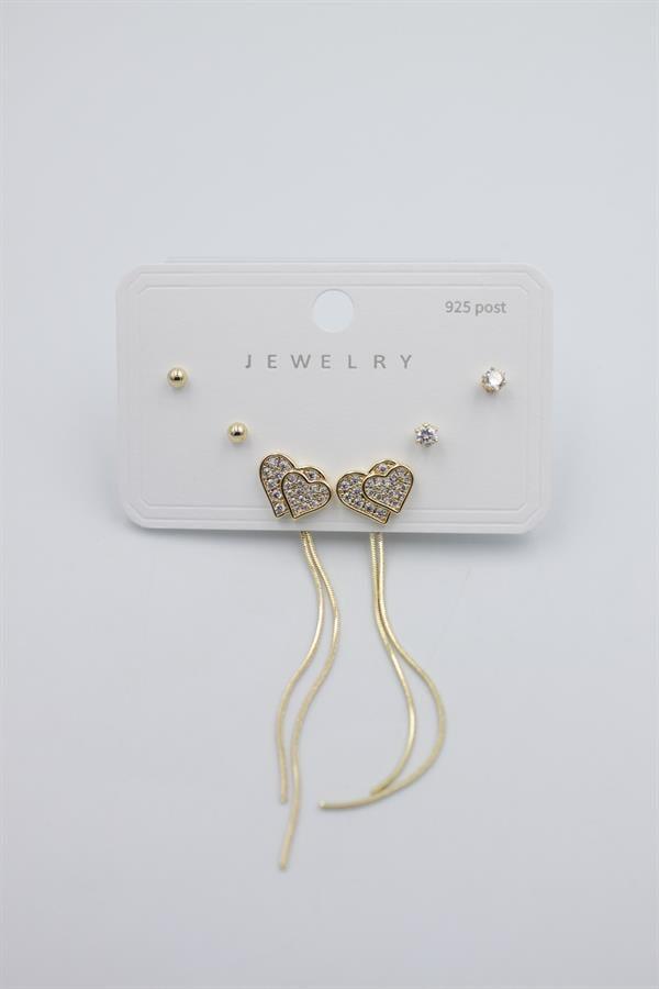 Çoklu Set Küpe - Altın