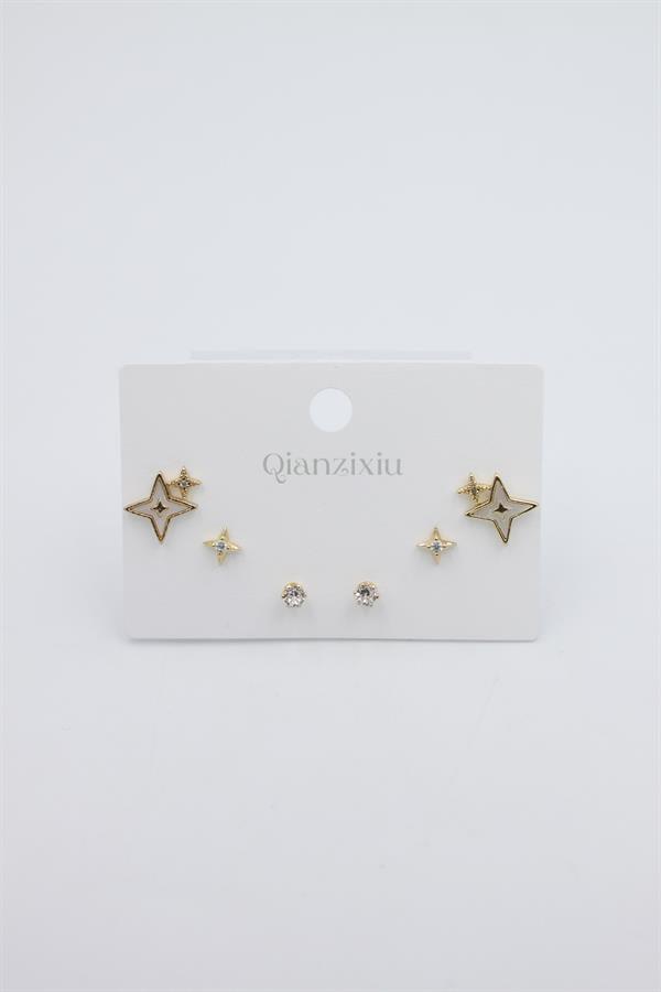 Çoklu Set Küpe - Altın