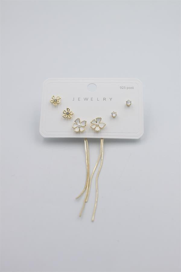 Çoklu Set Küpe - Altın