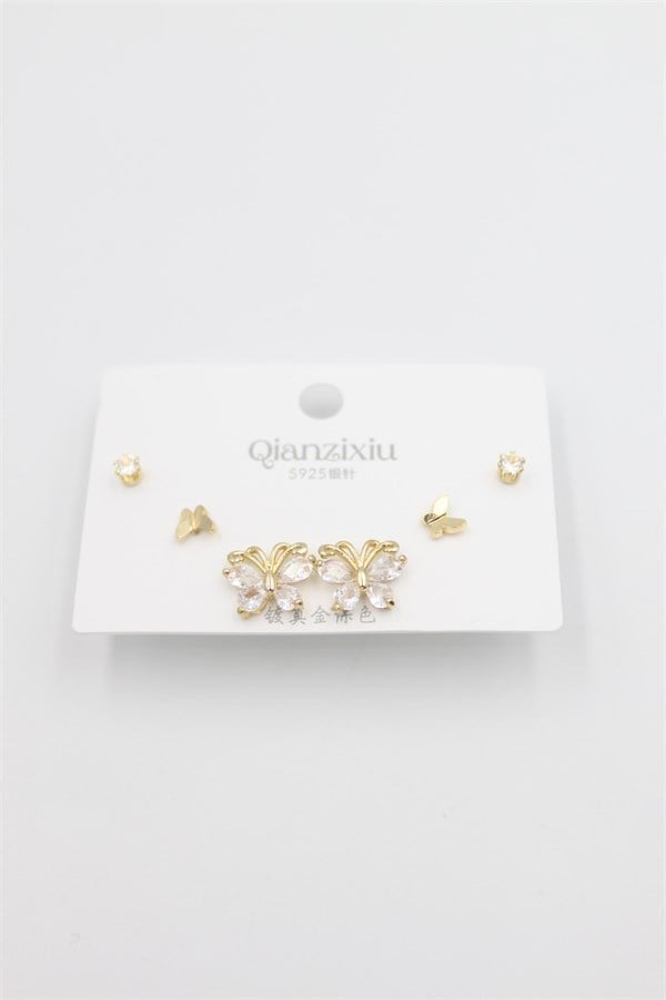 Çoklu Set Küpe - Altın